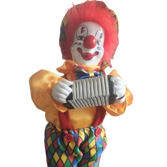 VINTAGE Porcelain Musical Clown Doll with Accordion - Picture 1 of 5